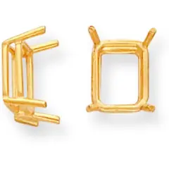 14K Gold 4 Prongs Emerald Cut Wire Basket Setting 7mm