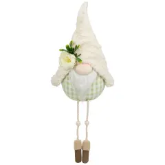 Northlight Plush Sitting Gnome with Dangling Legs Spring Figurine -10.5" Ivory
