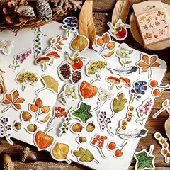 46 Pieces Small Size Fall Scrapbooking Laptop Stickers, Doraking Boxed DIY Decoration Autumn Leaves Stickers for Laptop, Planners, Scrapbook, Suitcase, Diary, Notebooks, Album(Falling Leaves, 46pcs/ Box)