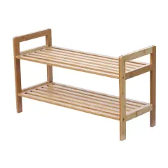 Oceanstar 2 Tier Bamboo Shoe Rack, Square Brown