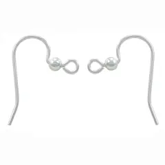 JewelrySupply Sterling Silver Earring Wires with 3mm Bead (1 Pair of Sterling Silver Earrings)