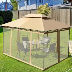 Tent Canopy Shelter with Removable Netting Sidewall Tan