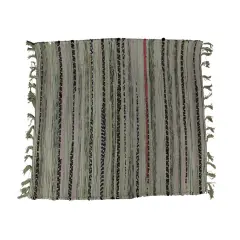 Multicolored Cotton Chindi Rag Fringed Throw Rug