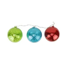 PENN Lighted Multi-Color Mercury Glass Finish Ball Christmas Ornaments - Clear Lights - Set of 3