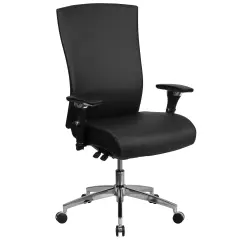 Emma and Oliver 24/7 300 lb. Rated High Back Swivel Seat Slider Lumbar Ergonomic Office Chair Black LeatherSoft