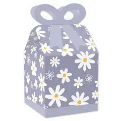 Big Dot of Happiness Purple Daisy Flowers - Square Favor Gift Boxes - Floral Party Bow Boxes - Set of 12