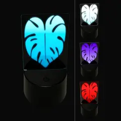 Monstera Leaf Swiss Cheese Plant 3D Illusion LED Night Light Sign Nightstand Desk Lamp