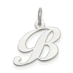 Sterling Silver Small Script Initial Letter B Charm Jewerly 16mm x 15mm