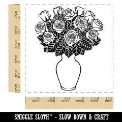 Bouquet of Roses Romantic Valentine's Day Anniversary Self-Inking Rubber Stamp Ink Stamper Blue