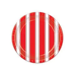 Red & White Stripes Plates (Pack of 12)