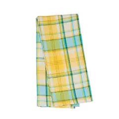 Citrus Mist Plaid Woven Cotton Kitchen Towel