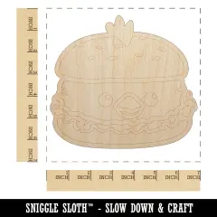 Cute Chicken Sandwich Unfinished Wood Shape Piece Cutout for DIY Craft Projects