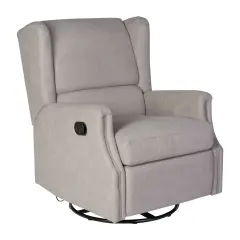 Merrick Lane Abby 3-in-1 Wingback Manual Recliner Rocker Swivel Glider Chair Light Gray