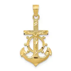 10K Gold Mariner Crucifix Pendant Charm Jewelry 30mm x 16mm