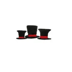 TJ's Christmas Set of 3 Black Velveteen Wrapped Top Hat Christmas Table Decorations 7"