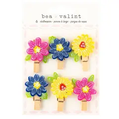 American Crafts Poppy And Pear Clothespins 6/Pkg-Flower