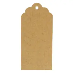 Wrapables 50 Gift Tags/Kraft Hang Tags with Free Cut Strings for Gifts, Crafts & Price Tags Scalloped Tag