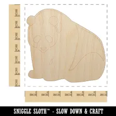 Cute Giant Panda Bear Sitting Unfinished Wood Shape Piece Cutout for DIY Craft Projects