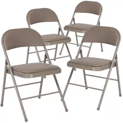 Emma and Oliver 4 Pack Vinyl Padded Metal Frame Event/Home Office Folding Chair Gray