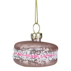 Northlight 2" Pink Macaroon with Sugar Glass Christmas Ornament