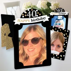 Big Dot of Happiness Adult 40th Birthday - Gold - Birthday Party 4x6 Picture Display - Paper Photo Frames - Set of 12