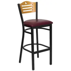 Emma and Oliver Slat Back Metal Restaurant Dining Barstool Natural/BurgVY/Black