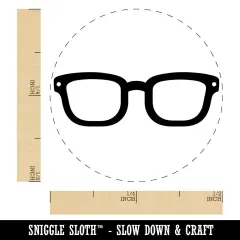 Thick Framed Glasses Geek Hipster Self-Inking Rubber Stamp for Stamping Crafting Planners Yellow