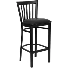 Emma and Oliver School House Back Metal Restaurant Dining Barstool BlackVYL/BlackMetal