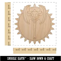 Barbarian Skull Battle Axe Unfinished Wood Shape Piece Cutout for DIY Craft Projects