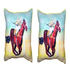 Pair Of Betsy Drake Airborne Horse Large Indoor/Outdoor Pillows 16 X 20