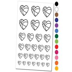 Heart Shaped Basketball Sports Temporary Tattoo Water Resistant Fake Body Art Set Collection Dark Green