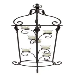Melrose 33" Decorative Black Metal Scrolled Votive Candle Holder Tree Stand