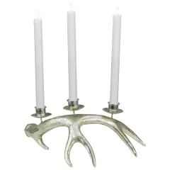 Northlight Deer Antler Christmas Taper Candle Holder - 12" - Champagne Silver