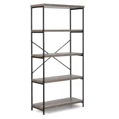 Multipurpose Open Bookcase Industrial Rack Wide Standing Storage Shelf Grey