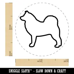 Alaskan Malamute Dog Outline Self-Inking Rubber Stamp for Stamping Crafting Planners Green