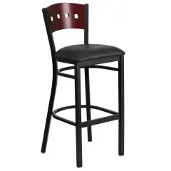Emma and Oliver Decorative 4 Square Back Metal Restaurant Dining Barstool Mahog/BlackVYL/Black