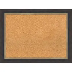 Hammered Charcoal Tan Wood Framed Corkboard, Natural Cork