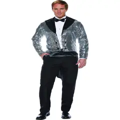 Men's Silver Sequin Gentleman Costume Tailcoat