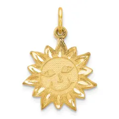 10K Yellow Gold Smiling Sun Charm Jewelry FindingKing 20 X 18mm 