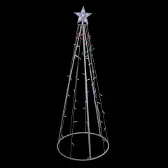 Northlight LED Lighted Cone Christmas Tree Outdoor Decoration - 5' - White - Multicolor Lights