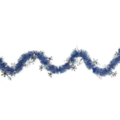 Northlight Commercial Christmas Tinsel Snowflake Garland - 50' x 2" - Royal Blue and Silver - Unlit