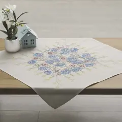 Nob HillCalming Floral Table Topper Stamped Embroidery Kit Multi