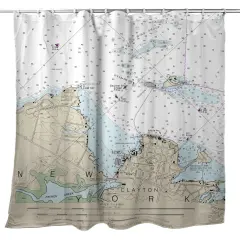 Betsy Drake Clayton, NY Nautical Map Shower Curtain