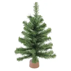 Northlight Mini Canadian Pine Medium Artificial Christmas Tree with Faux Wood Base - 18" - Unlit Green