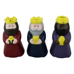 Avon We Three Kings Ceramic Christmas Candle Holders - 6.5" - Set of 3 Multi
