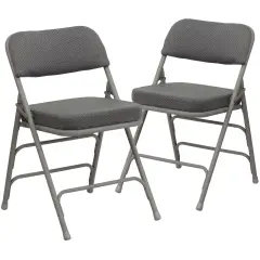 Emma and Oliver 2 Pack Home & Office Portable Party Events Fabric Padded Metal Folding Chair GrayFabric/GrayFrame