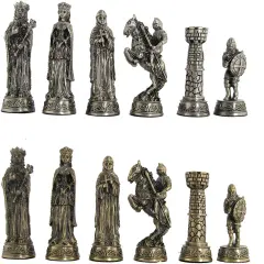 WE Games Medieval Pewter Chess Pieces, King measures 3.5 in.
