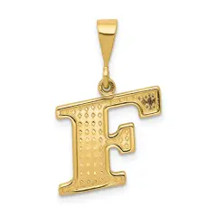 14K Yellow Gold Initial F Charm Letter Pendant Jewelry