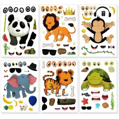 Wrapables Make Your Own Sticker Sheets, DIY Make a Face Animal, Food, Party Favor Stickers (24 Sheets) Wild Animals