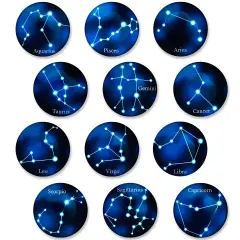 Wrapables Crystal Glass Magnets, Refrigerator Magnets for Office Whiteboards, Cabinets, Lockers (Set of 12) Constellations
